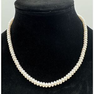 Vintage‎ Michael Anthony 10K Gold 5.5mm Button Cultured Pearl Necklace Signed